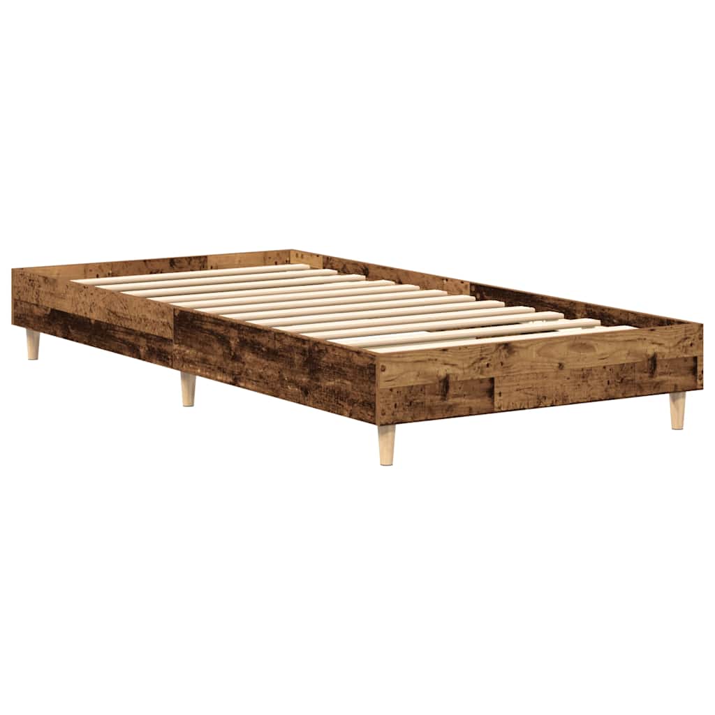 Bed Frame No Mattress Old Wood 90x190 cm Single Engineered Wood